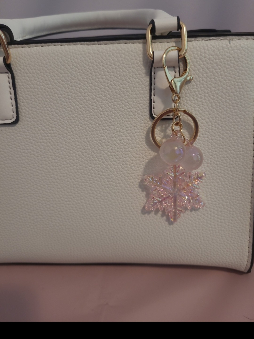 Pink Snowflake Keychain